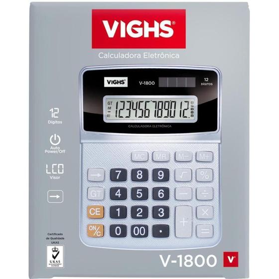 Imagem de Calculadora De Mesa Vighs V-1800 12 Dígitos Visor Lcd