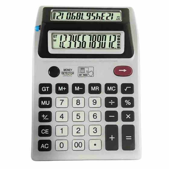 Imagem de Calculadora De Mesa Visor Duplo Testa Dinheiro Compacta