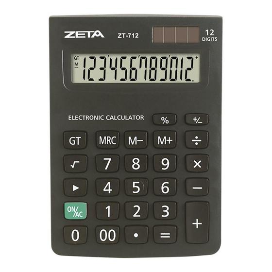 Imagem de Calculadora de Mesa Zeta ZT712 12 Digitos Preto