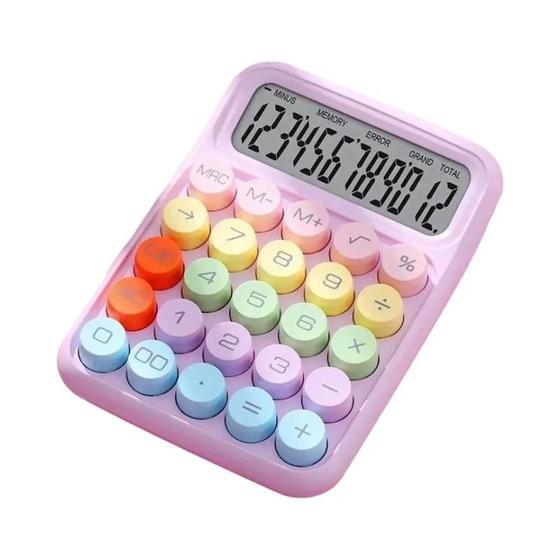 Imagem de Calculadora de Teclado Mecânico 12 Dígitos - Design Fofo e Cores Doces