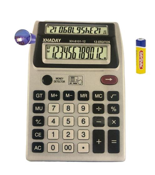 Imagem de Calculadora Digital de Mesa 12 Dígitos Visor Duplo Memória Com LED Testa Dinheiro - XH