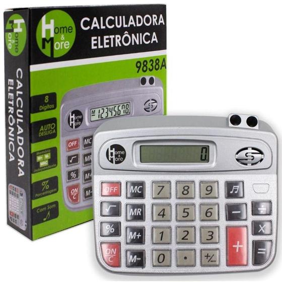 Imagem de Calculadora eletronica 8 digitos com porta caneta + som a pilha 15x13cm - HM COMERCIO