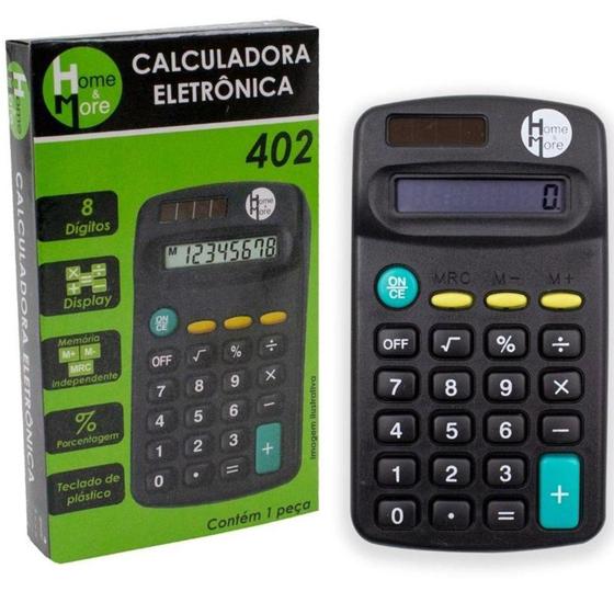 Imagem de Calculadora eletronica 8 digitos de bolso a pilha / solar 11,4x6,5cm - HM COMERCIO