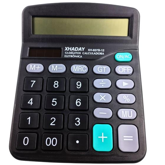 Imagem de Calculadora Eletrônica Com Operações Básicas Raiz Quadrada Porcentagem e Visor de 12 Dígitos Pra Usar em Locais Públicos