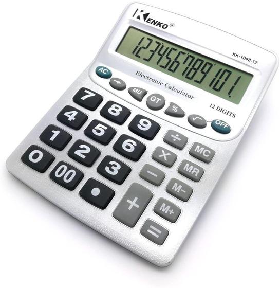 Imagem de Calculadora Eletrônica Grande De Mesa 12 Digitos a pilha 1048 - MX