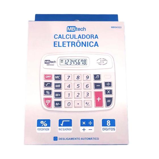 Imagem de Calculadora Eletrônica MB Tech 8 Dígitos - MB54322