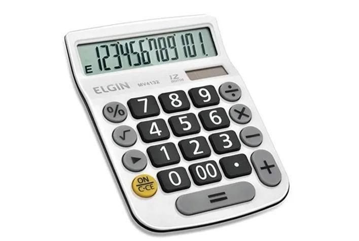 Imagem de Calculadora Eletronica Solar Elgin 12 Digitos Branca Mv4132 