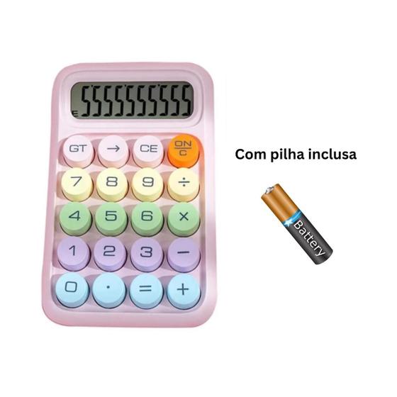 Imagem de Calculadora Estilo Retrô 12 Dígitos com Teclas Coloridas