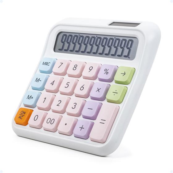 Imagem de Calculadora Grande Simples De Mesa Solar Básica Visor Lcd