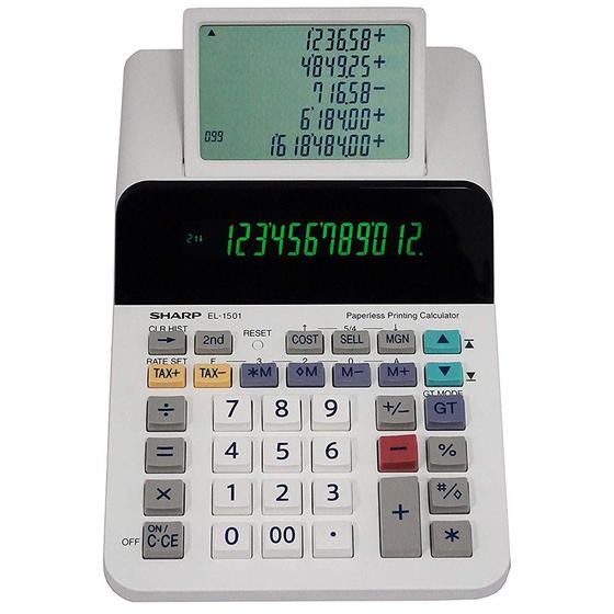 Imagem de Calculadora Sharp EL-1501 12 Digitos Display de 5 Linhas - Branco