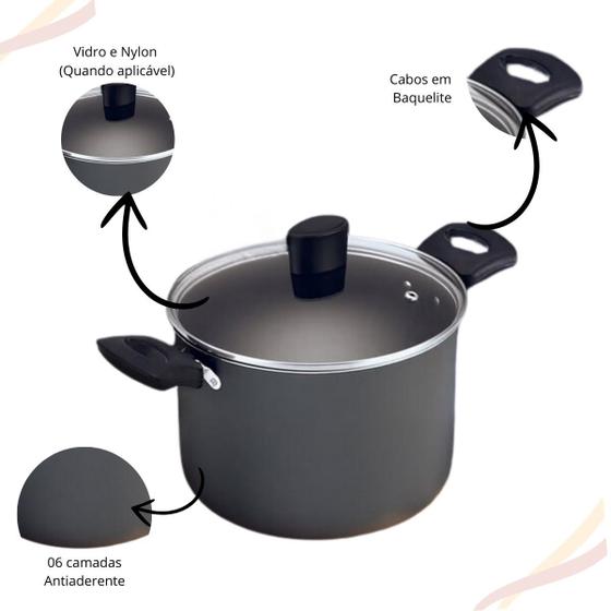 Imagem de Caldeirao enjoy c/ tp vidro antiaderente cor cinza 4,2 lts