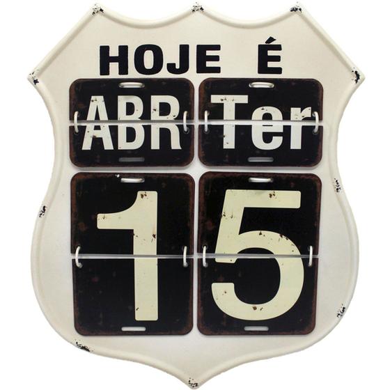 Imagem de Calendário Americano Route Em Metal Vintage Flip Branco 40cm