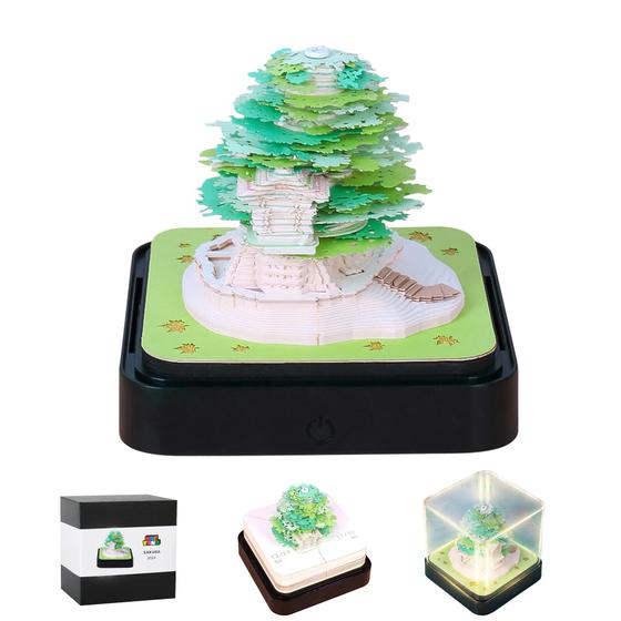 Imagem de Calendário artístico Memo Pad MACTANO 3D 2024 Sakura Tree com caixa
