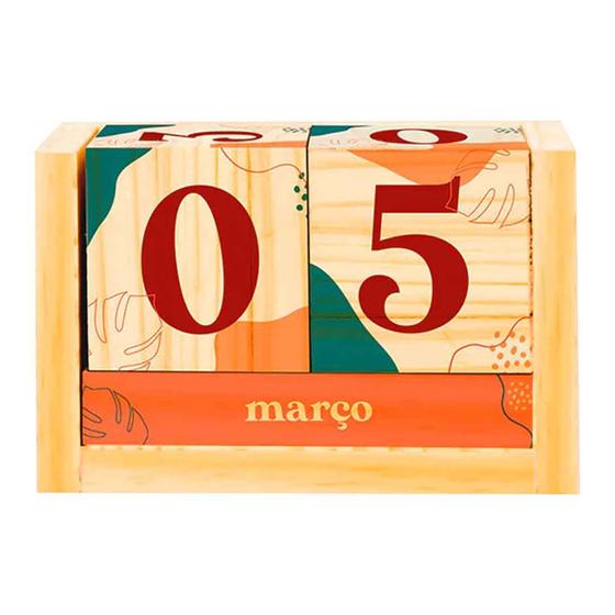 Imagem de Calendário de Mesa Cubo Abstrato Madeira Decorativo desing 