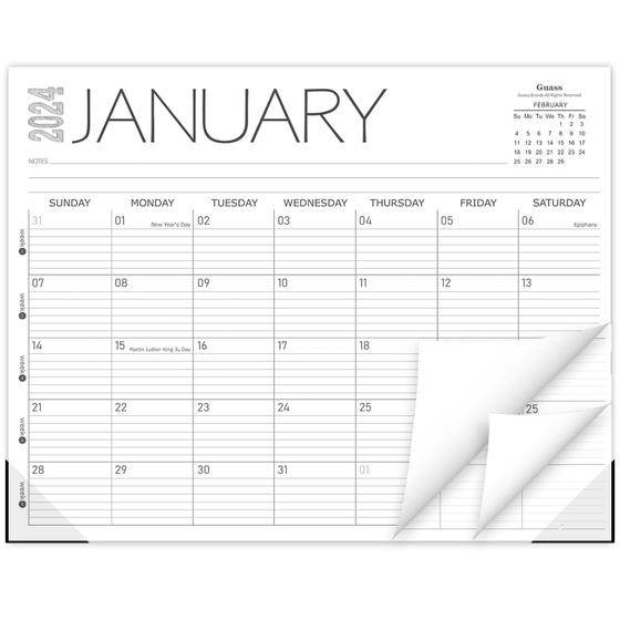 Imagem de Calendário de mesa GuassLee 2024 mensal 14x11 polegadas com protetor