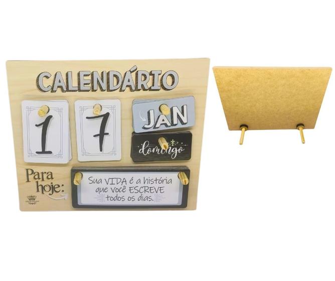 Imagem de Calendário de Mesa Permanente MDF Decorativo Plaquinhas