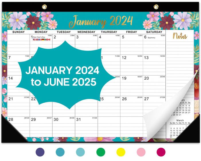 Imagem de Calendário de mesa Taja 2024-2025 de janeiro a junho - 43x30cm