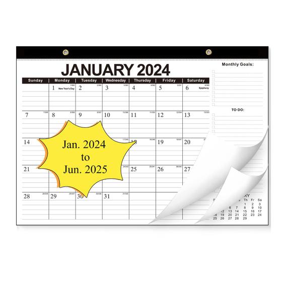 Calendário de parede AgePlace 20242025 de janeiro a junho 17x12 cm