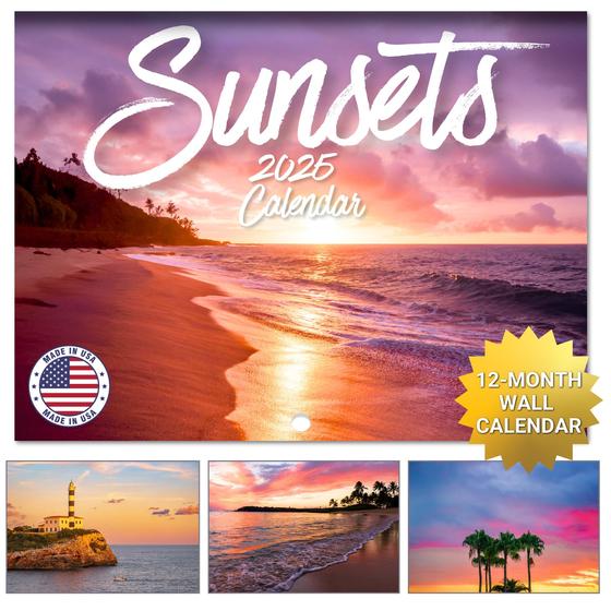 Imagem de Calendário de parede Cozy Home Luxe 2025 Sunsets com grade grande