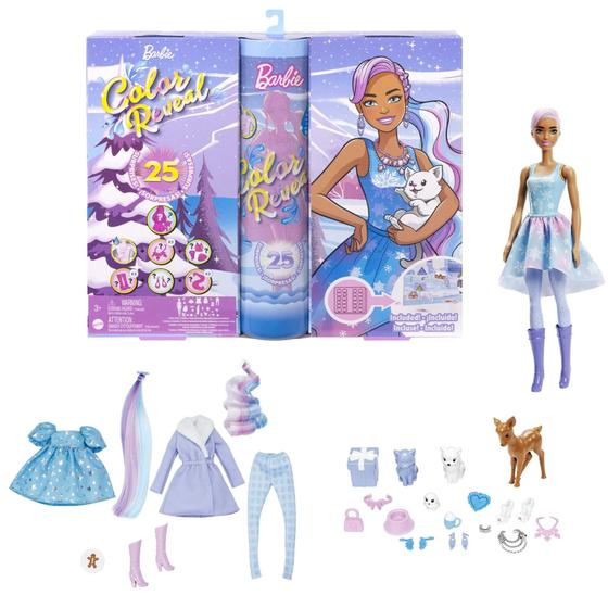 Imagem de Calendário do Advento Barbie Color Reveal - Boneca e 3 Pets Surpresa