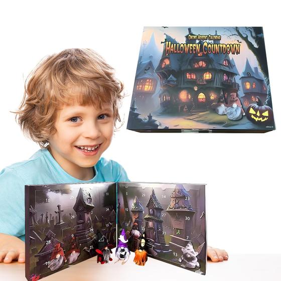 Imagem de Calendário do Advento CFGPMM Halloween Nightmare com 31 gnomos de pelúcia