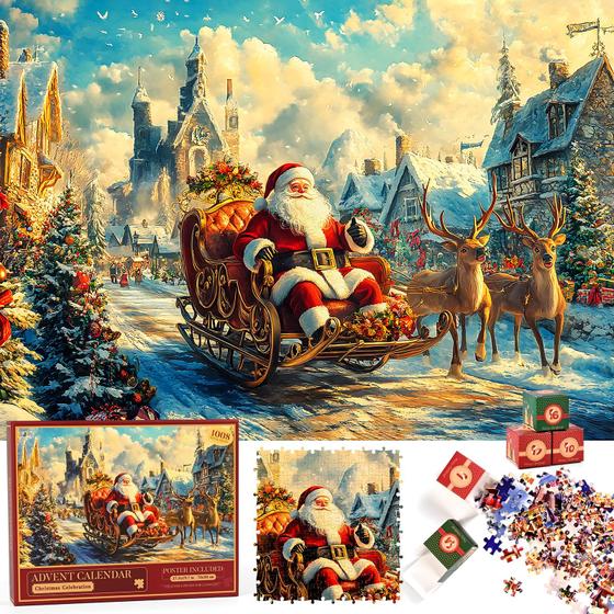 Imagem de Calendário do Advento com Puzzle Homlouue 2024 - 108 Peças para Crianças