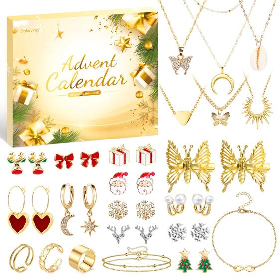 Imagem de Calendário do Advento de Jóias Doksving 2024 - Com Colar e Pulseira