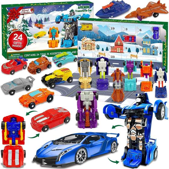 Imagem de Calendário do Advento de Natal AMENON Transform Car Robot 24 unidades