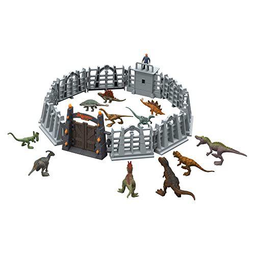 Imagem de Calendário do Advento do Feriado do Domínio do Mundo Jurássico com contagem regressiva de 24 dias, presentes surpresa diários incluem mini dinossauros de brinquedo, mini figuras humanas e acessórios