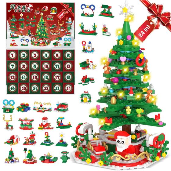 Imagem de Calendário do Advento KWYZ 2024 - Árvore de Natal com Legos Compatíveis