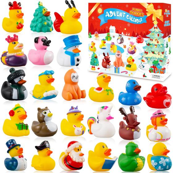 Imagem de Calendário do Advento MSHJA 2024 Christmas Ducks - 24 peças de pato de borracha