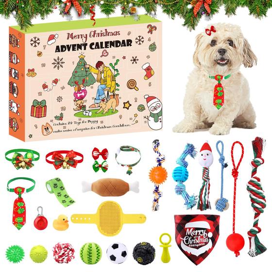 Imagem de Calendário do Advento para cães Ansee 2024 com brinquedos de Natal, conjunto de 24