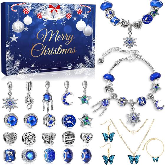 Imagem de Calendário do Advento Pulseira com Pingente MOVINPE 2024 - Azul - Para Meninas