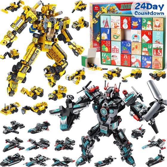 Imagem de Calendário do Advento Qinline Kids 2024 - Conjunto de Construção de Robôs 25 em 1