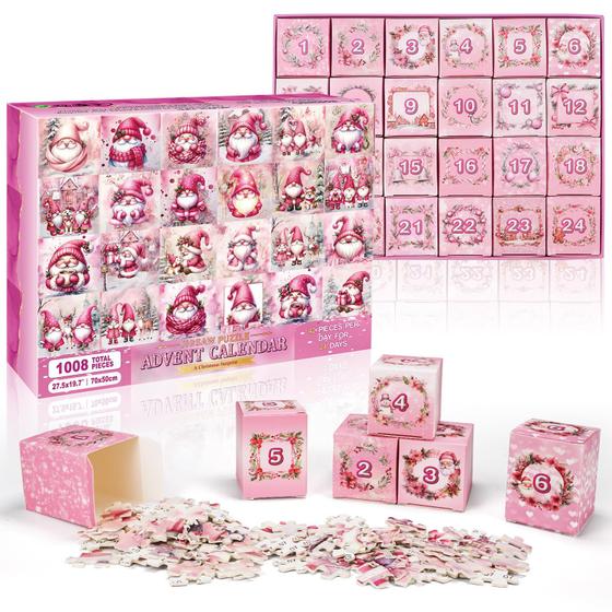 Imagem de Calendário do Advento Quebra-Cabeça LYL. Ling 2024 - 1008 Peças Rosa