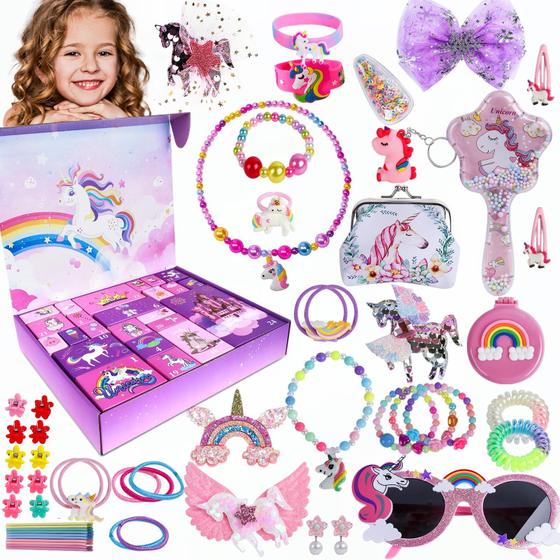Imagem de Calendário do Advento Ryaner 2024 - Unicornio com Acessórios de Cabelo para Meninas