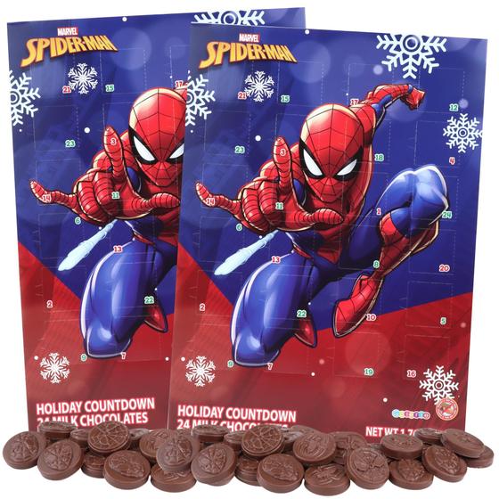 Imagem de Calendário do Advento Sweetzo 2024 Homem-Aranha - 2 Unidades com 50g de Chocolate