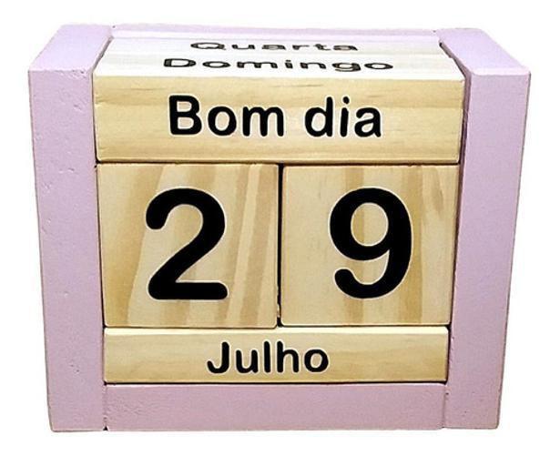 Imagem de Calendário Permanente De Mesa Madeira Home Decor Rosa Bebê