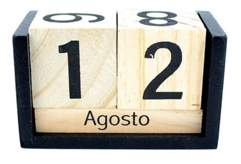 Imagem de Calendário Permanente Madeira Data Dado Numérico Estiloso