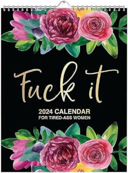 Imagem de Calendário POPUBABI 2024 para mulheres cansadas com citações engraçadas