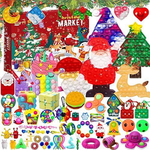 Imagem de Calendários do Advento fidget para crianças, calendários do advento de Natal 2022 Contagem regressiva 24 dias, Pop Bubble Toy Surprise Box Calendário de Advento de Natal Pacotes sensoriais fidget toy packs, presentes surpresa para meninas