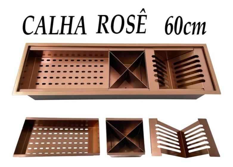 Imagem de Calha Gourmet Canal Organizador Escorredor Úmida 60cm Rosê