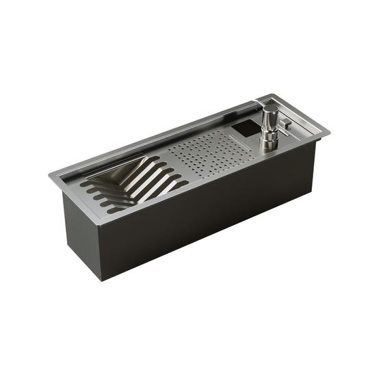 Imagem de Calha Inox Slim 48X17Cm Úmida Pratos Talheres Copos