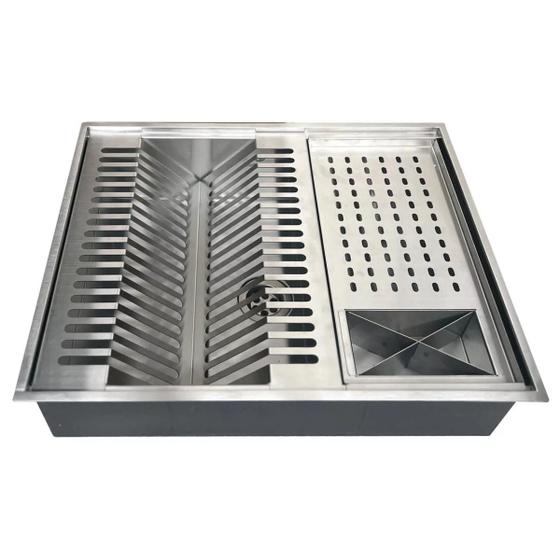 Imagem de Calha quadrada embutida p/ organizar louças 50x40cm inox 304