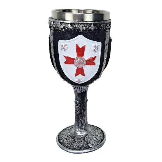 Imagem de Cálice de Resina Cruz de Malta Templária Medieval 150 mL