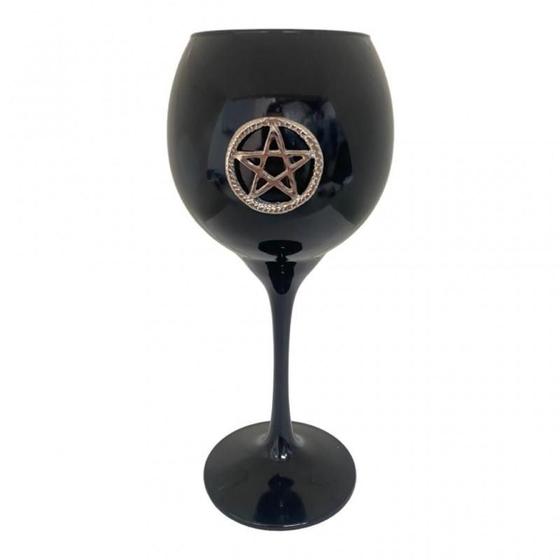 Imagem de Cálice Negro Para Altar 20 Cm Pentagrama Em Vidro 400 Ml