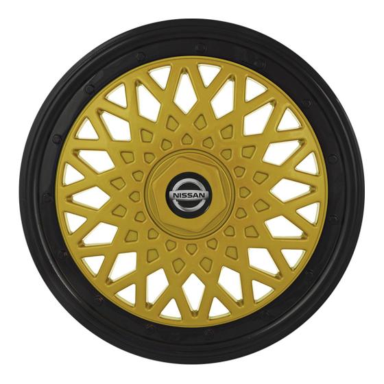 Imagem de Calota aro 15 bbs dourado preto 602ar dpb e aro de pressão + emblema nissan