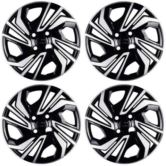 Imagem de Calota Aro 15" Preto/Prata Mod Onix 23/24 (Jogo c/ 4 Calotas) Grid - 380CP-PBP-E