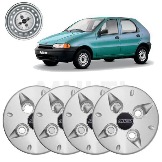 Imagem de Calota Centro De Roda Ferro Fiat Palio 1996 A 2000 Prata 4X