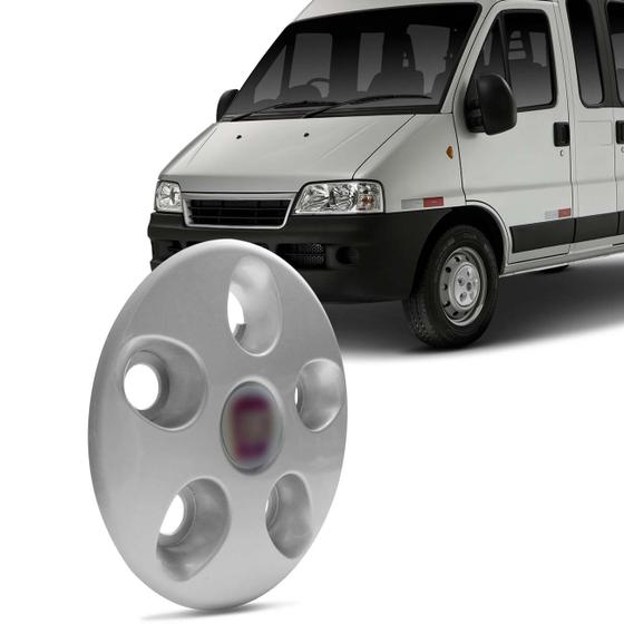 Imagem de Calota Centro de Roda Fiat Ducato 1997 a 2018 Prata Aro 16 com Emblema Fixação Por Parafuso